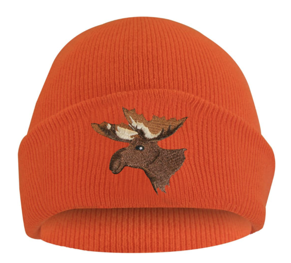 Jackfield Fluorescent Orange Knitted Toque with Moose